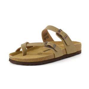 NWT Cushionaire Luna Cork Footbed Thong Sandal Womens 8M New Taupe Brown